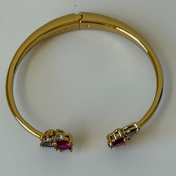 Kate Spade Gem Cluster Hinged Cuff Bangle Bracelet - MISSING ONE STONE - Picture 7 of 10